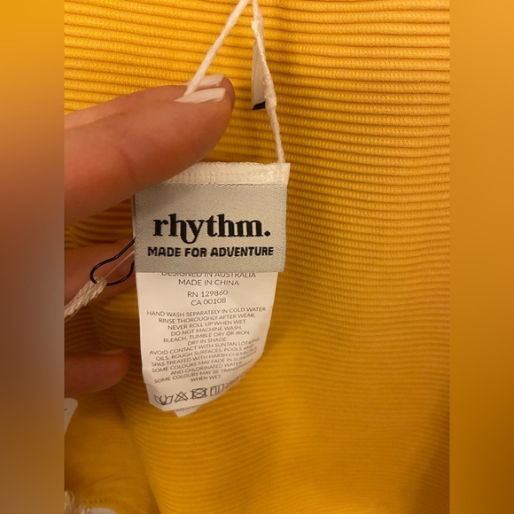 NWT Rhythm. Swim Free People Palm Springs Ribbed One Piece Swimsuit Marigold XL - Picture 7 of 8